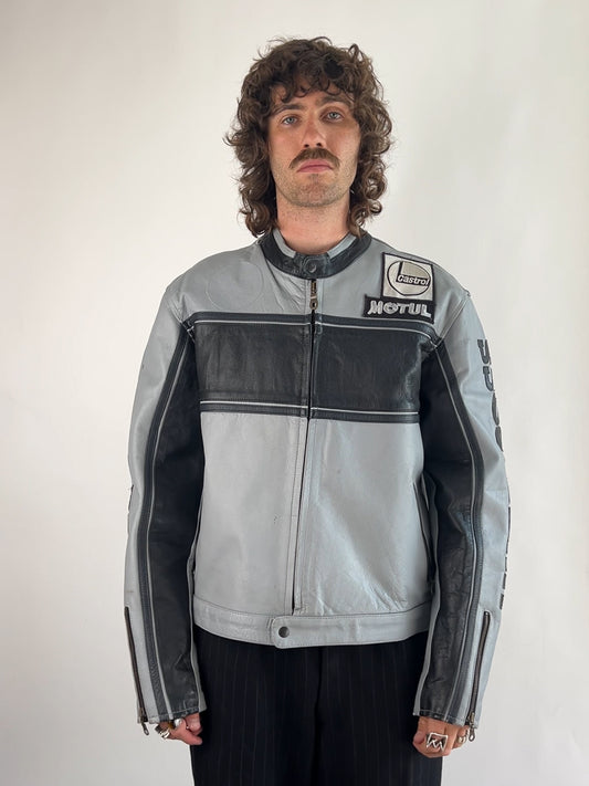 Hugo Boss Branded 90s Leather Motorbike Jacket