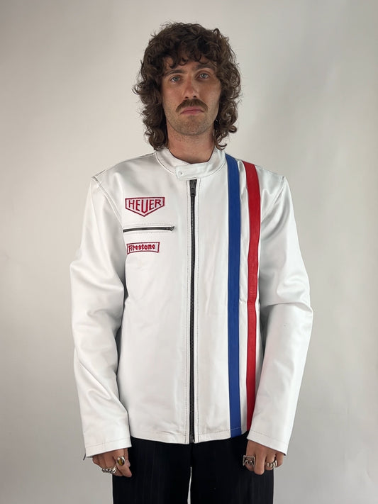 Vintage 90s Steve McQueen Leather Motorbike Jacket