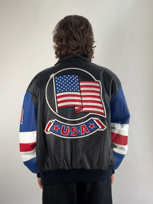 Michael Hoban 90s USA Authentics Bomber Leather Jacket