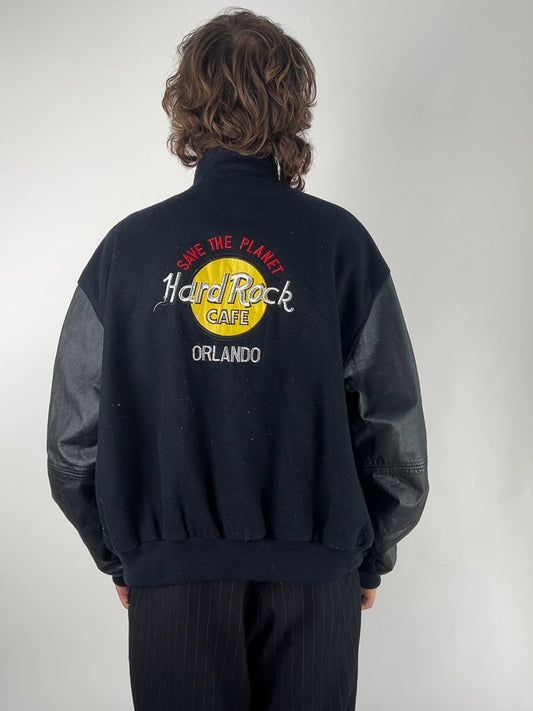Hard Rock Cafe Orlando 90s Bomber Leather Jacket