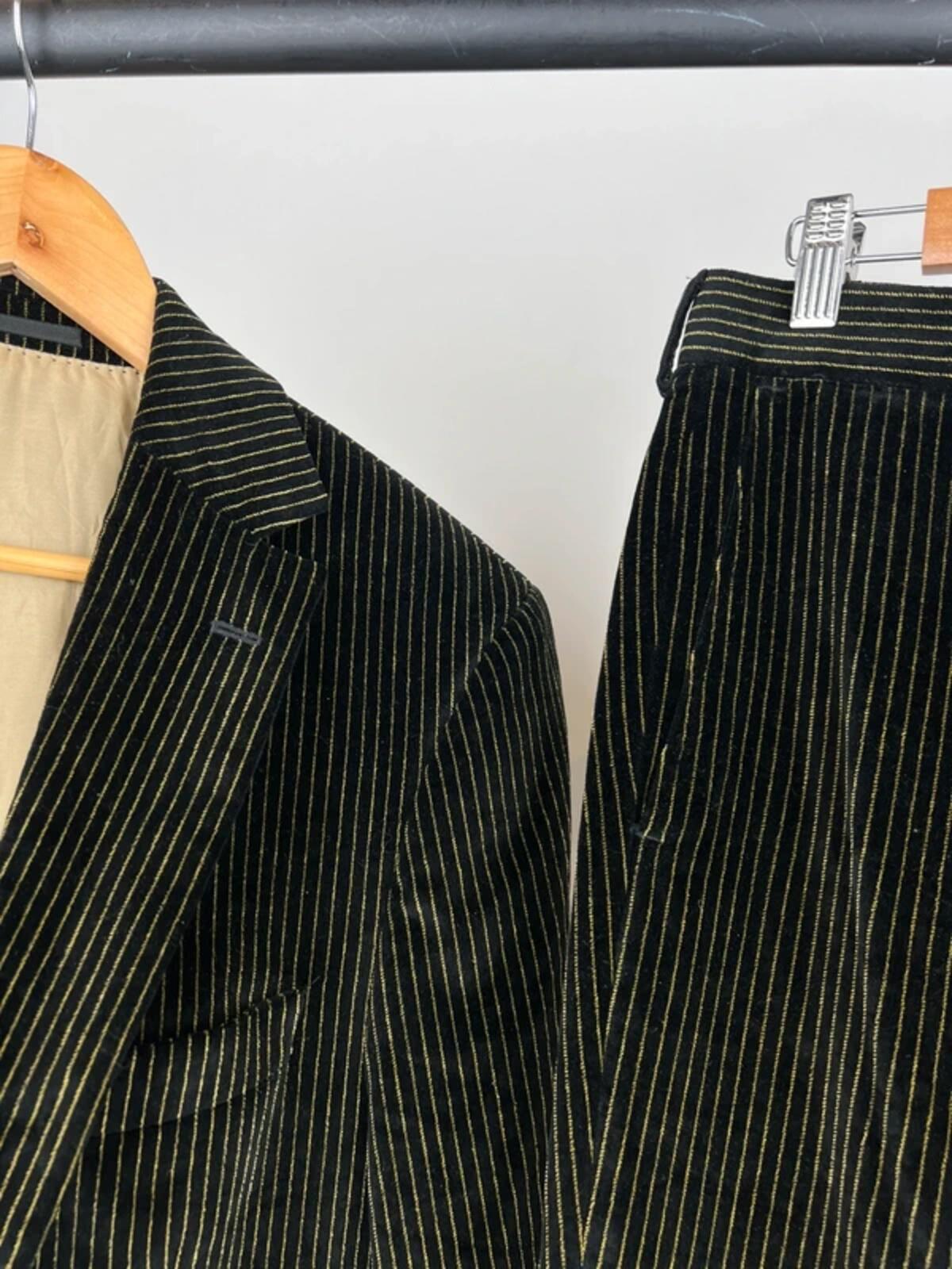 Vintage 80s Hugo Boss Velvet Pin Striped Suit