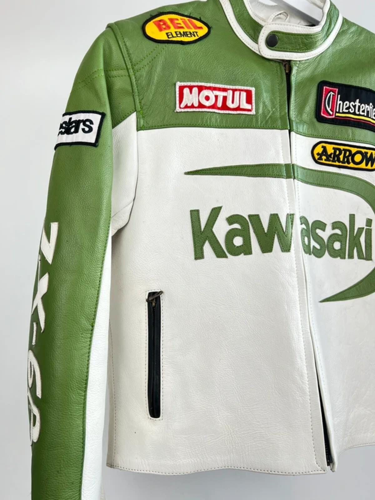 Vintage 90s Kawasaki Leather Biker Jacket