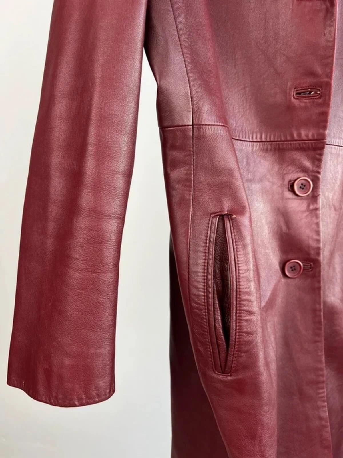 Vintage 90s Nature Trail Long Leather Trench Jacket