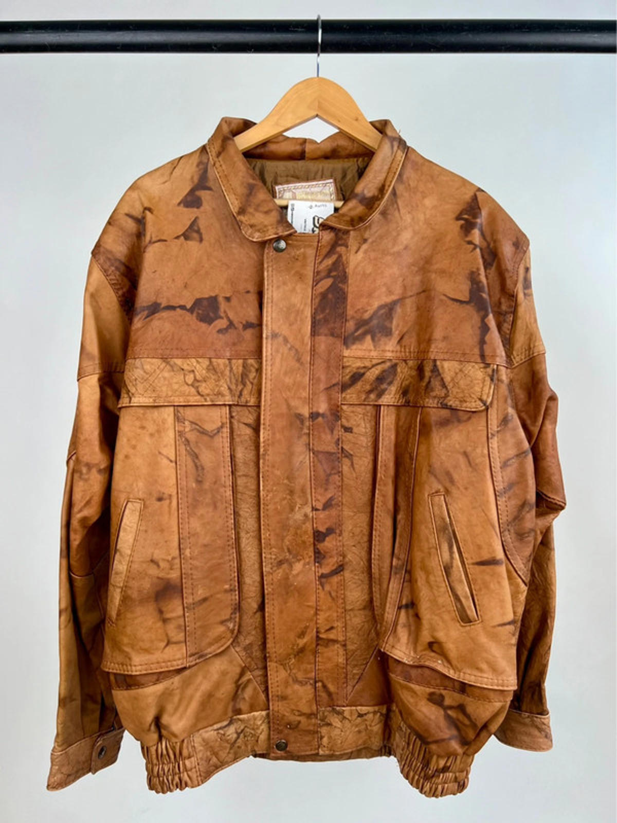 Vintage 90s Brown Camo Leather Jacket