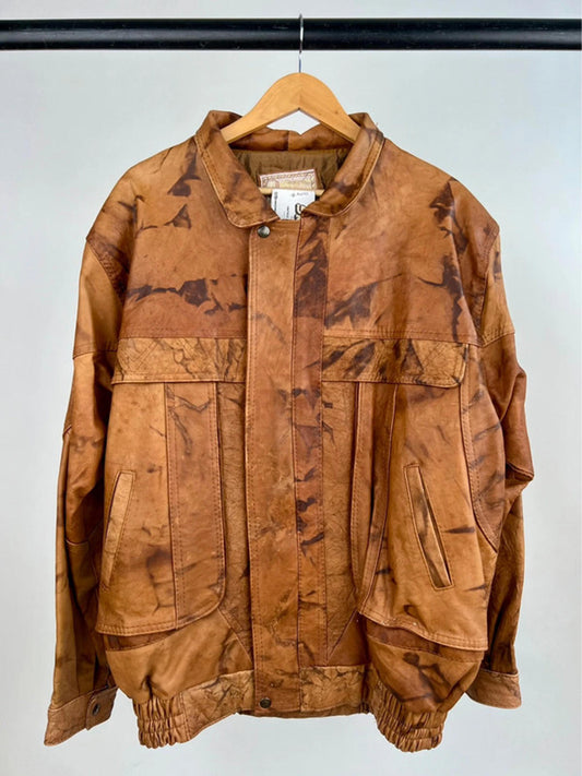 Vintage 90s Brown Camo Leather Jacket