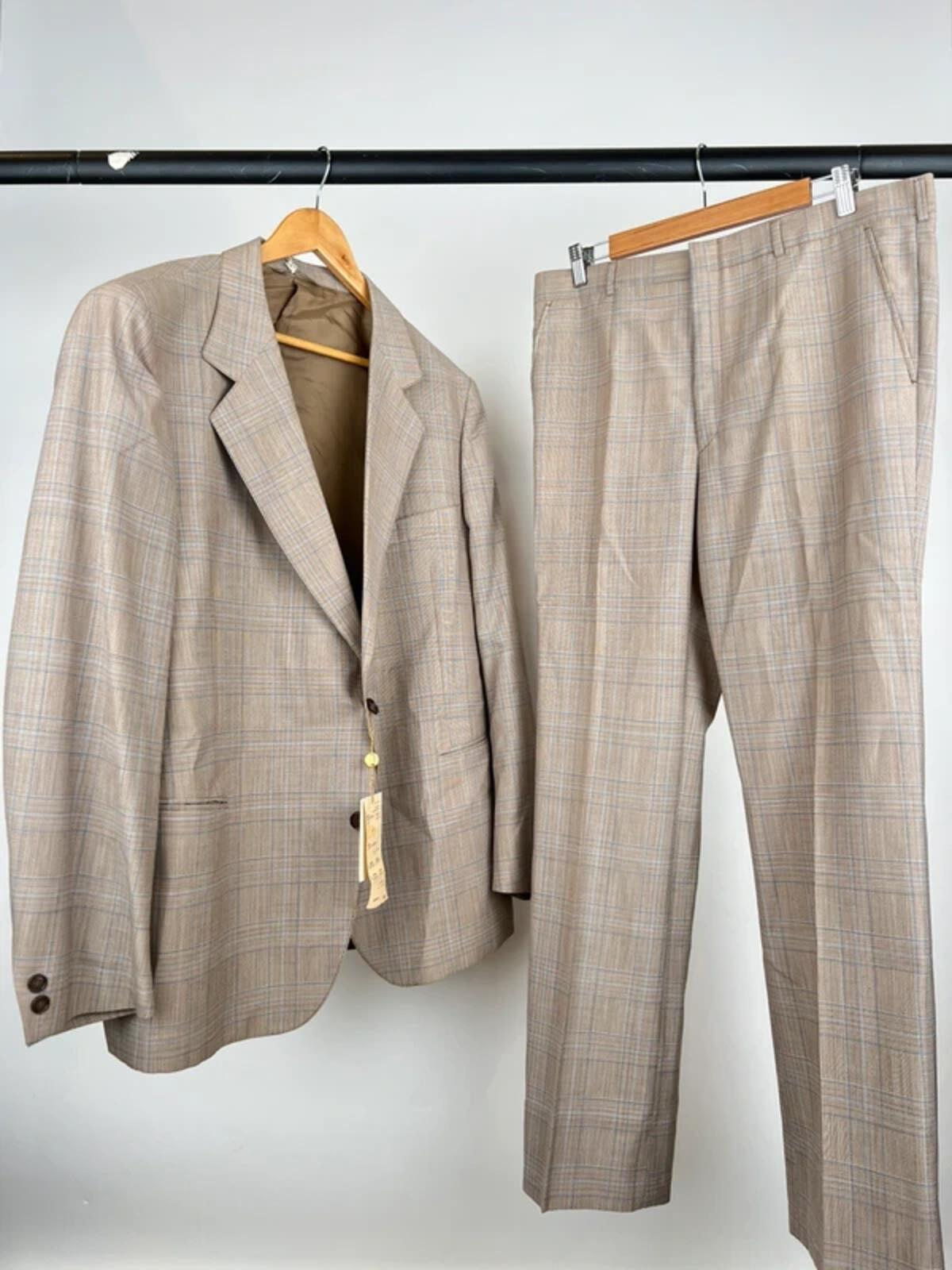 Vintage 70s Febus Italian Checked Tailored Suit