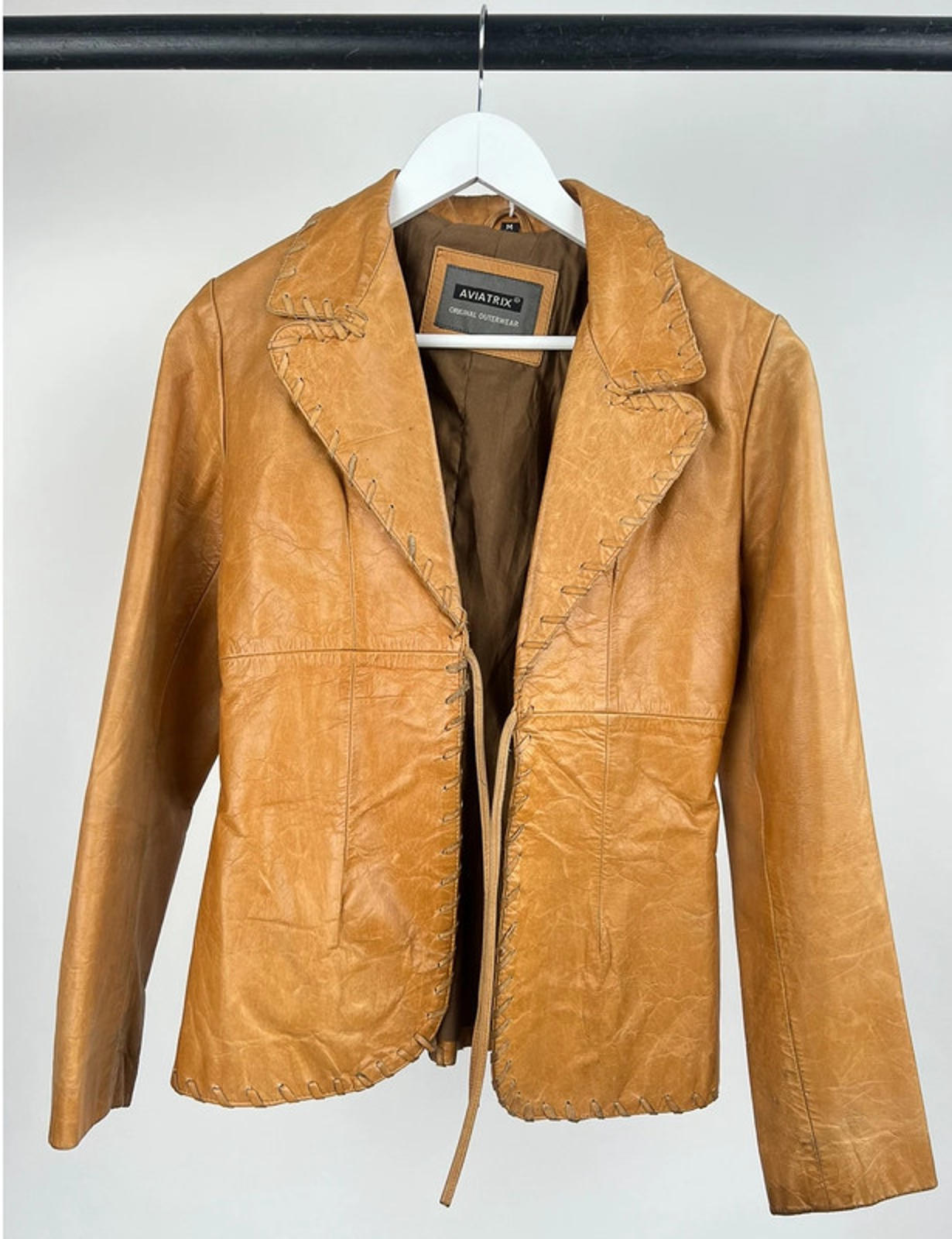Vintage 90s Tan Leather Blazer