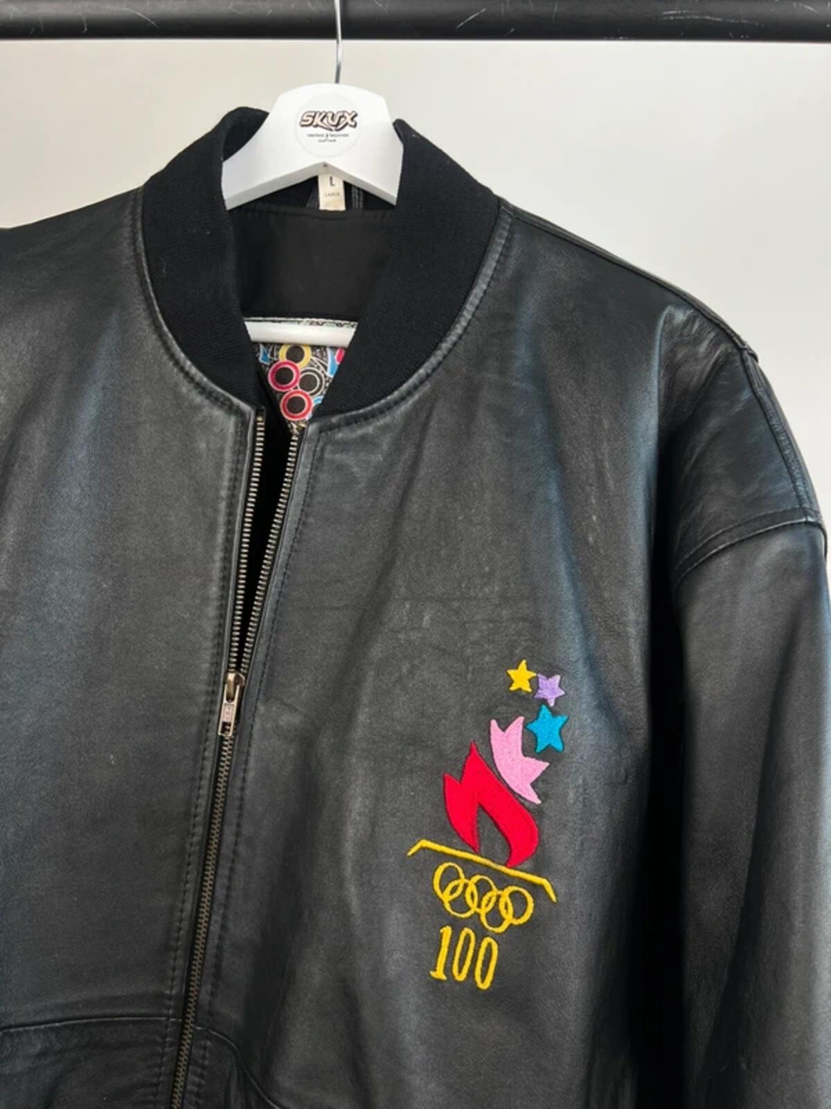 Vintage Atlanta 1996 Olympics Leather Bomber Jacket
