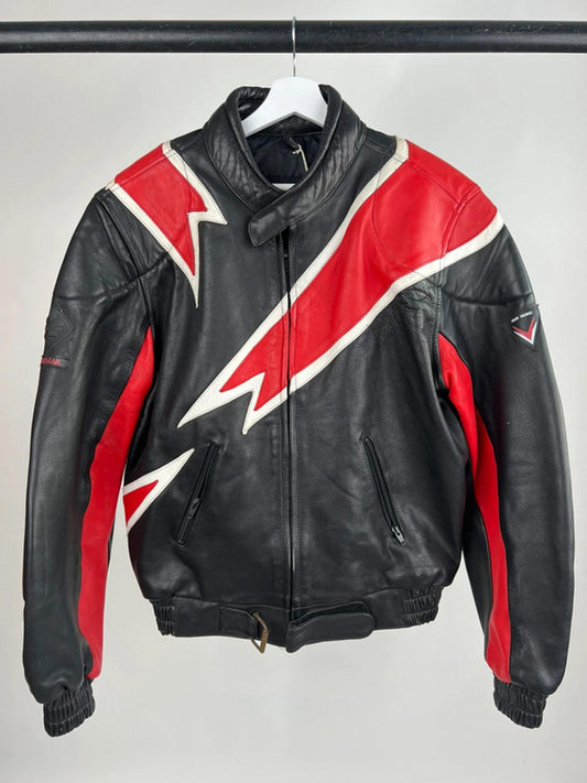 Vintage 90s Frank Thomas Leather Motorbike Jacket