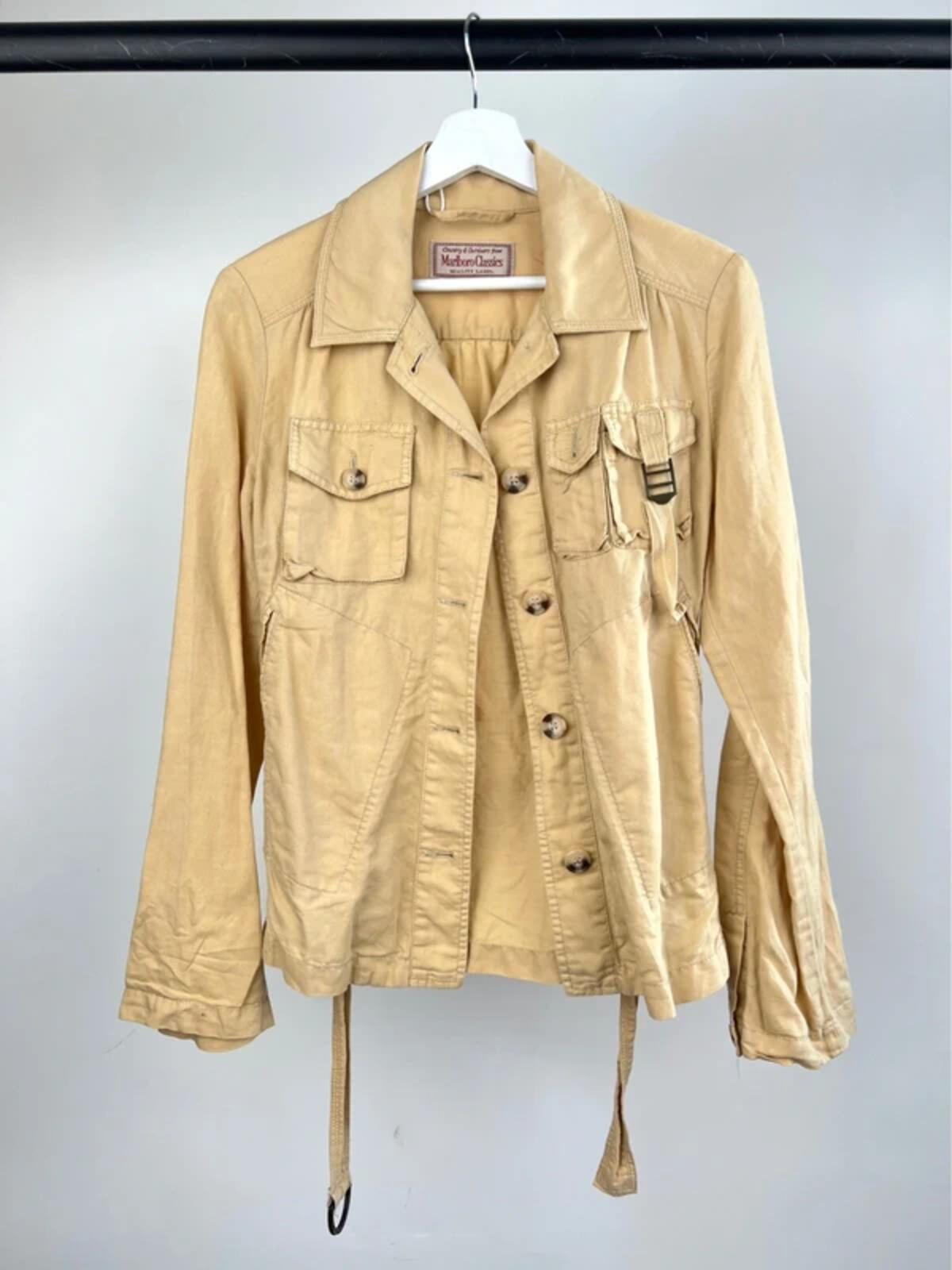 Vintage 90s Marlboro Classics Military Linen Jacket