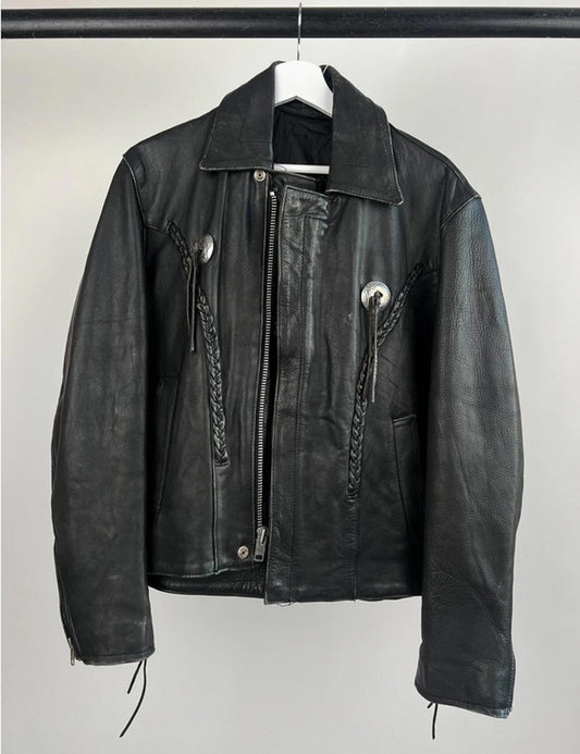 Vintage 90s Leather Tassel Jacket