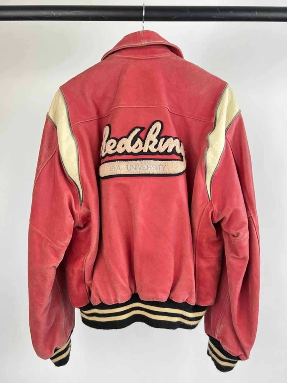 Vintage 80s Redskins Leather Varsity Jacket