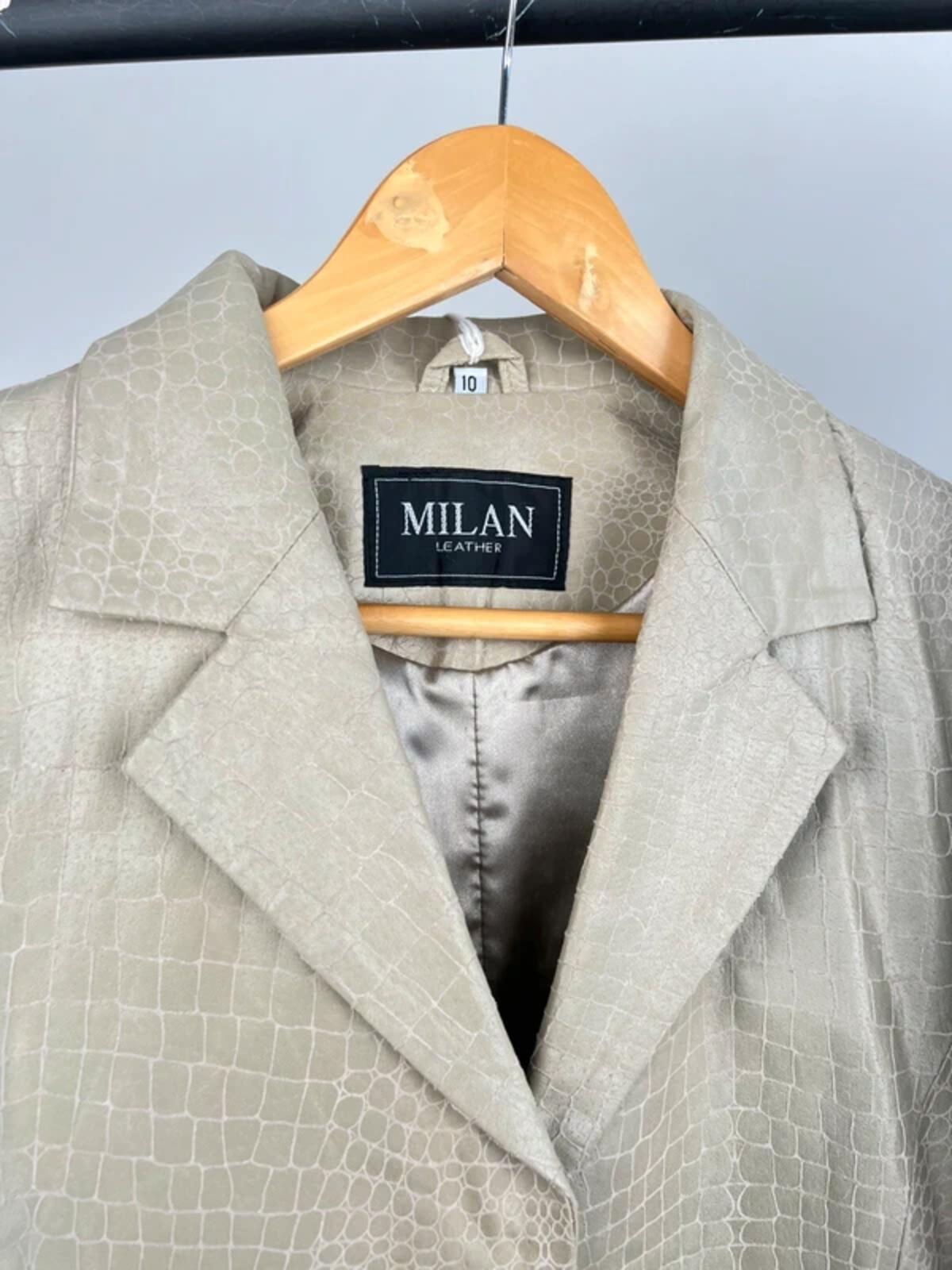 Vintage 90s Milan Two Piece Leather Snakeskin Suit