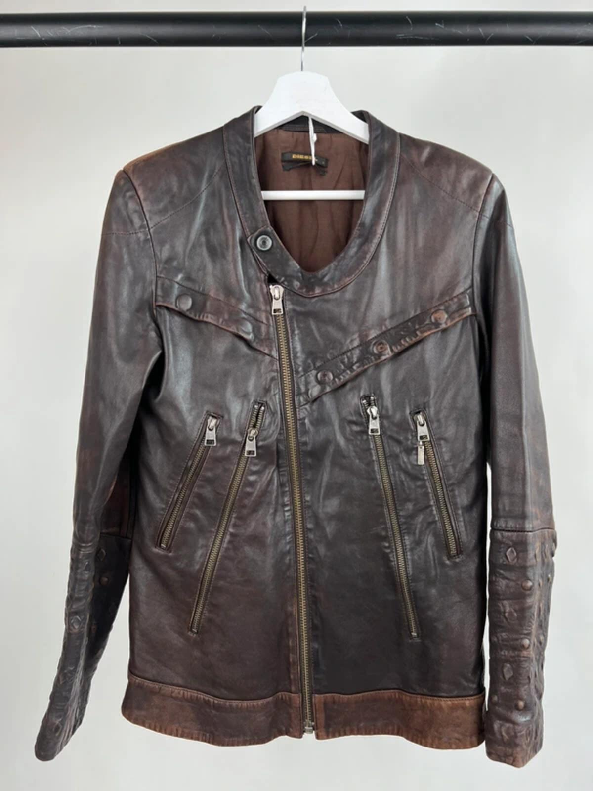 Vintage 90s Diesel Military Leather Jacket