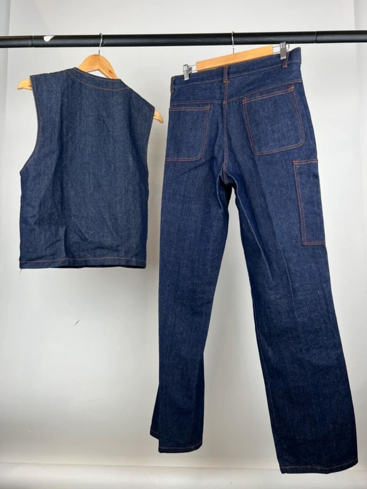 Vintage 70s Denim Summer Waistcoat Suit