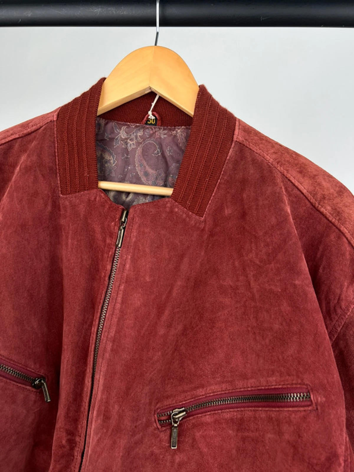 Vintage 90s Burgundy Suede Bomber Jacket