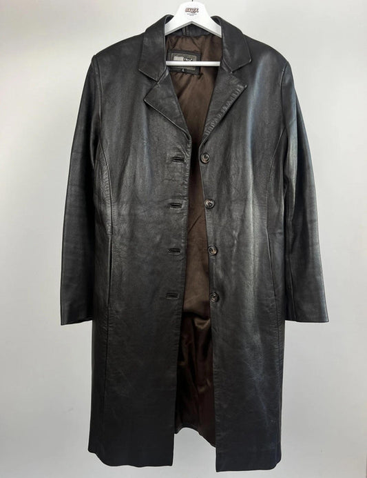 Vintage 90s Long Leather Coat