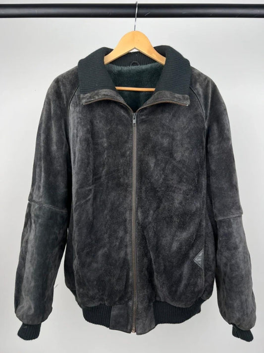 Vintage 80s suede fleece lined bomber jacket