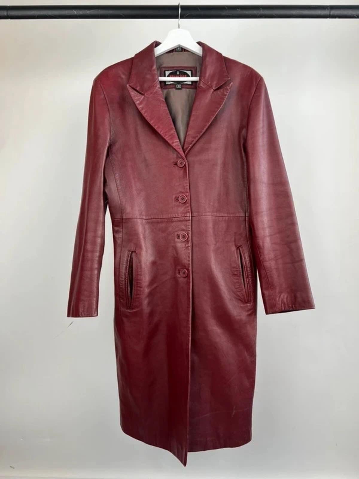 Vintage 90s Nature Trail Long Leather Trench Jacket