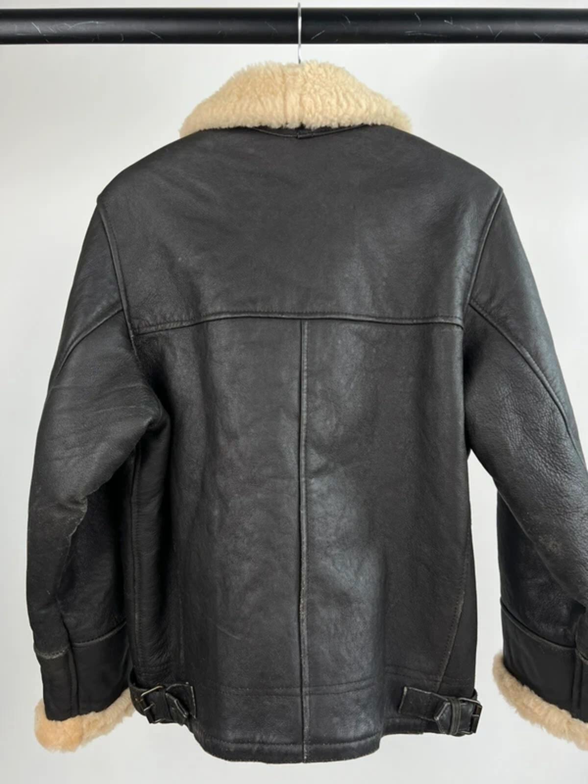 Vintage 80s Leather Shearling Flight Jacket