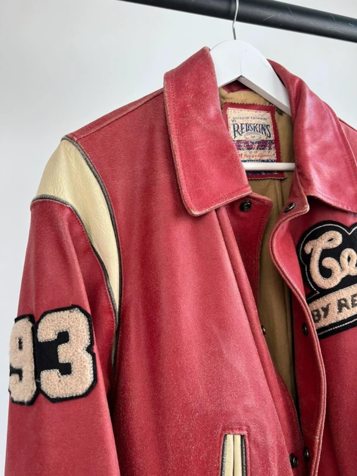 Vintage 80s Redskins Leather Varsity Jacket