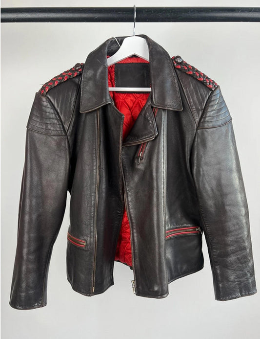 Vintage 50s Leather Cropped Biker Jacket