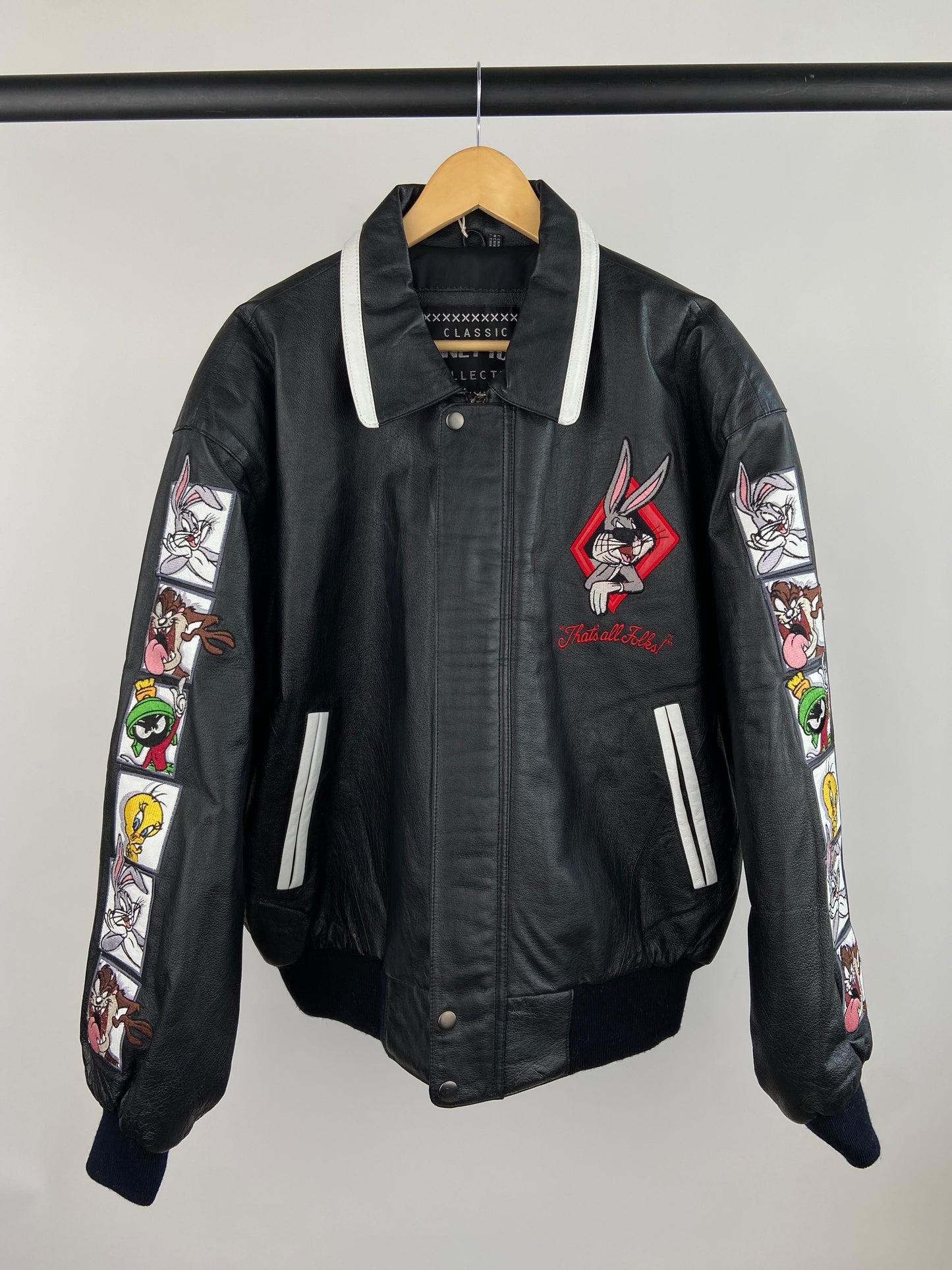 Vintage Looney Tunes 90s Leather Jacket