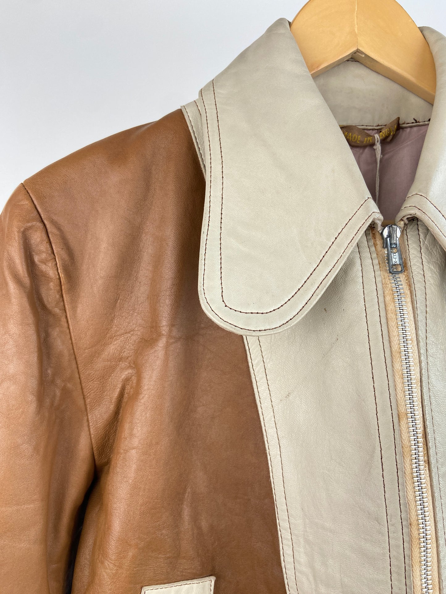 Vintage 70s Leather Contrast Jacket