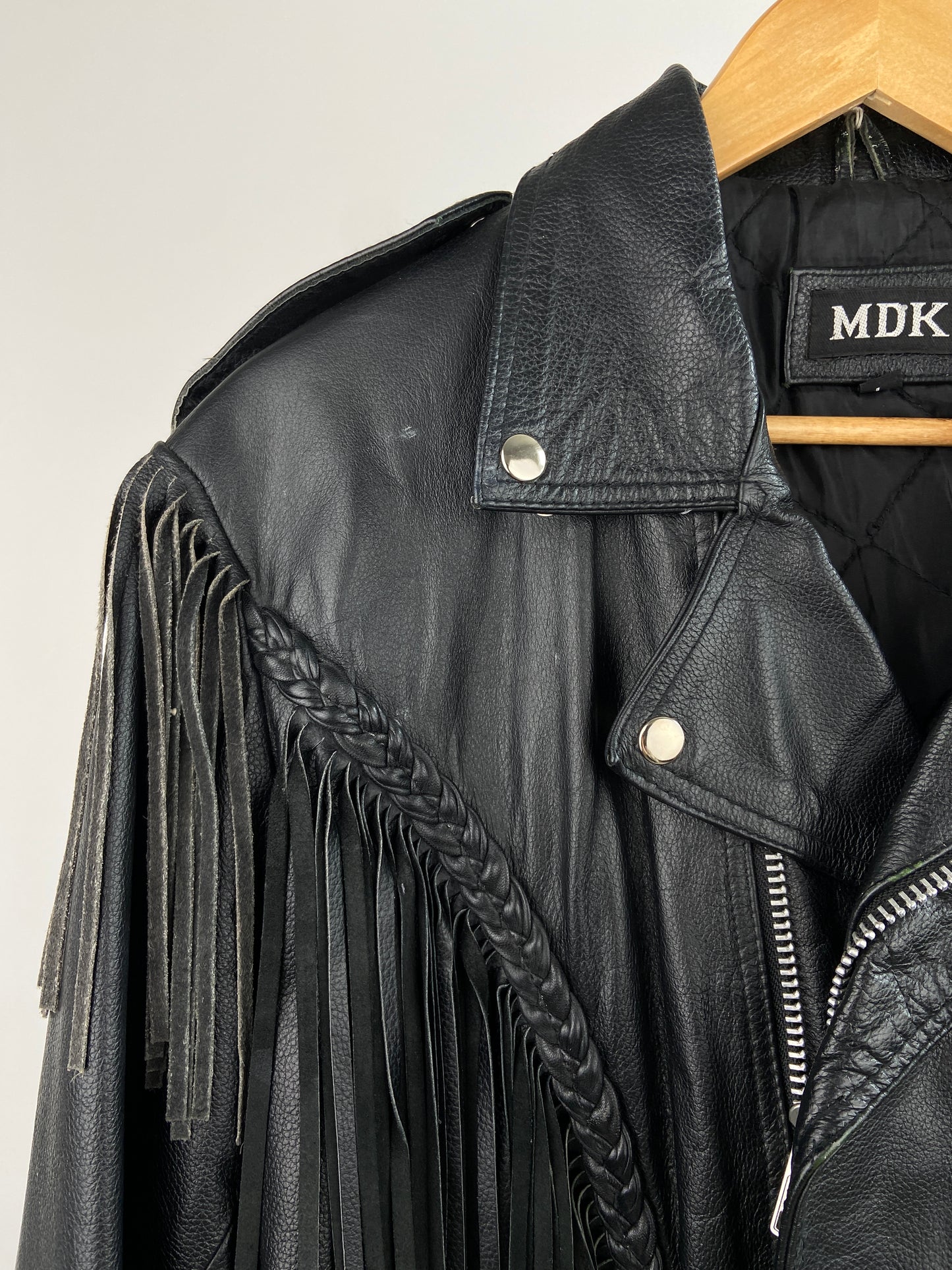 Vintage 70s Leather Tassel Tiger Jacket