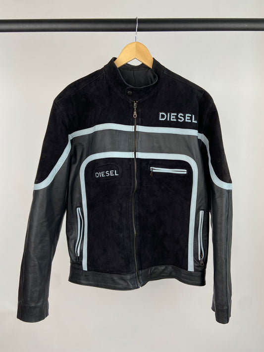 Vintage Diesel Stripe 90s Leather Jacket