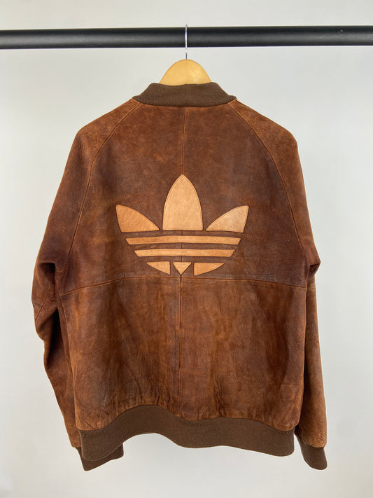 Vintage Adidas 90s Leather Bomber Jacket