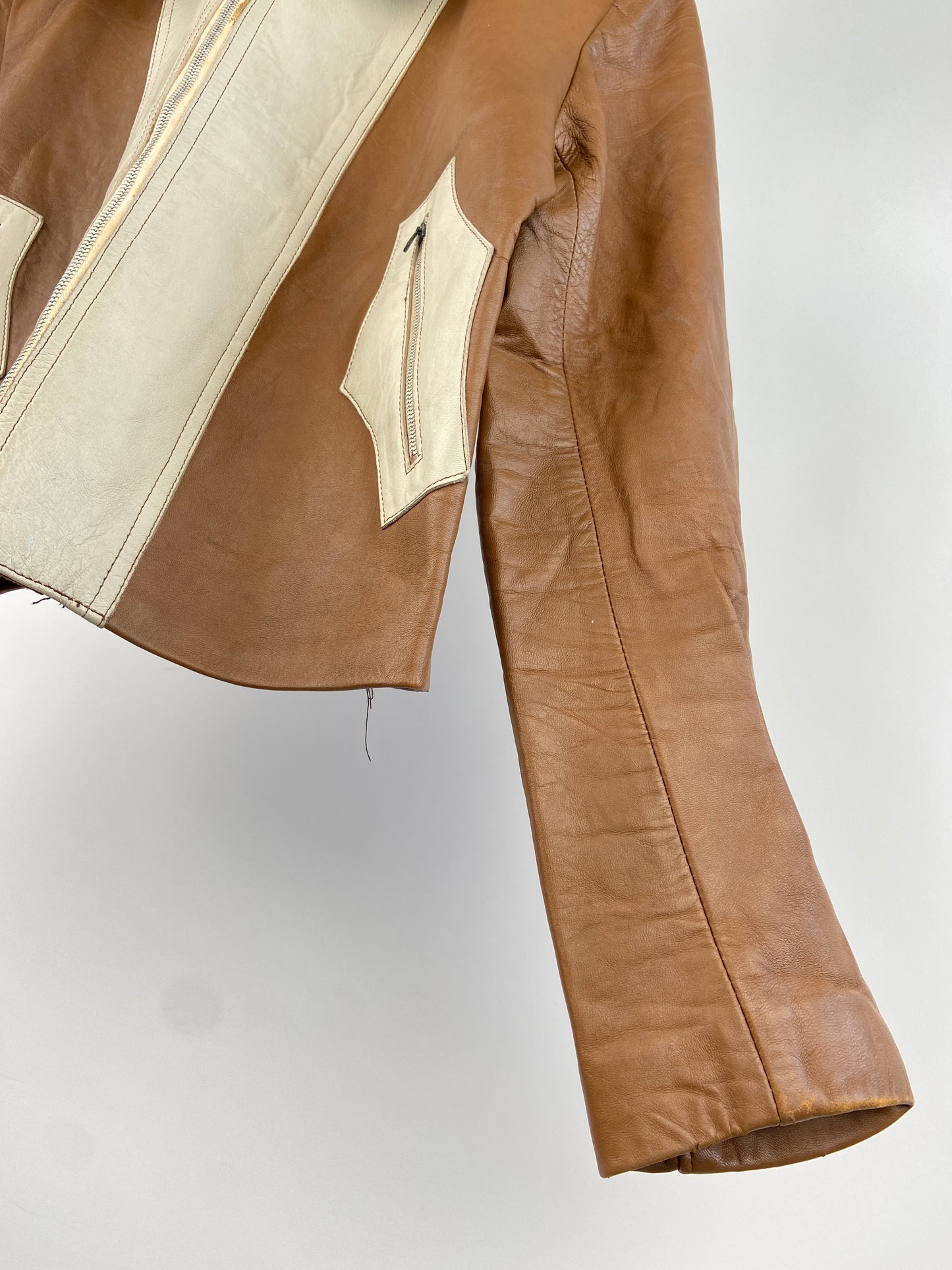 Vintage 70s Leather Contrast Jacket
