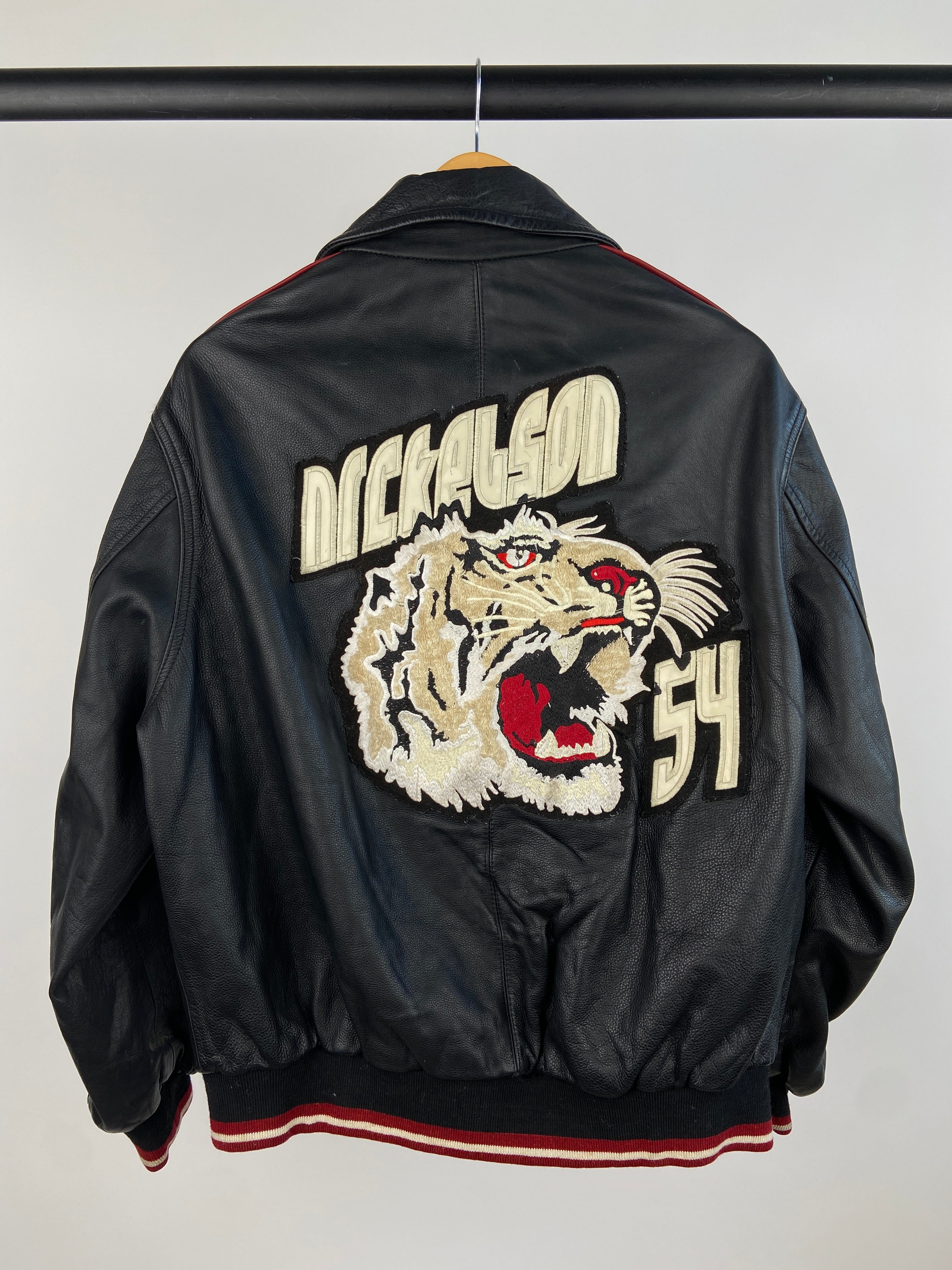 Vintage Nickelson 54 Tiger 90s Leather Bomber Jacket – Skux Vintage