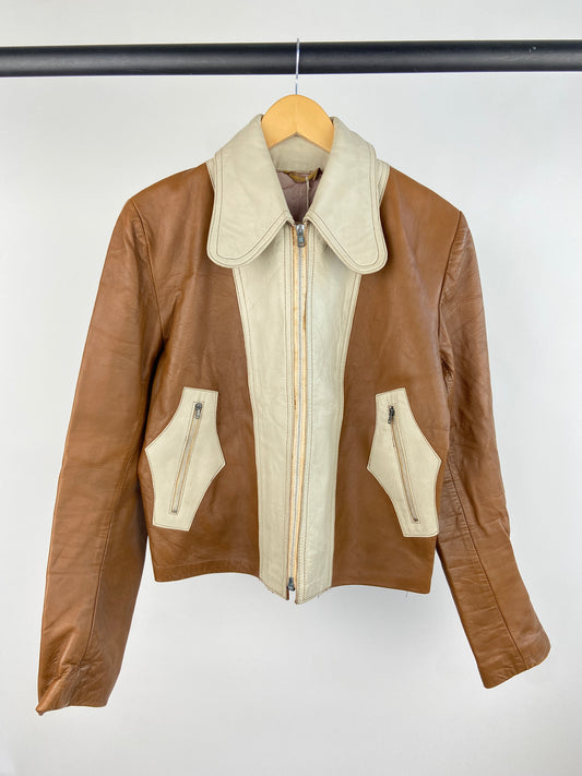 Vintage 70s Leather Contrast Jacket