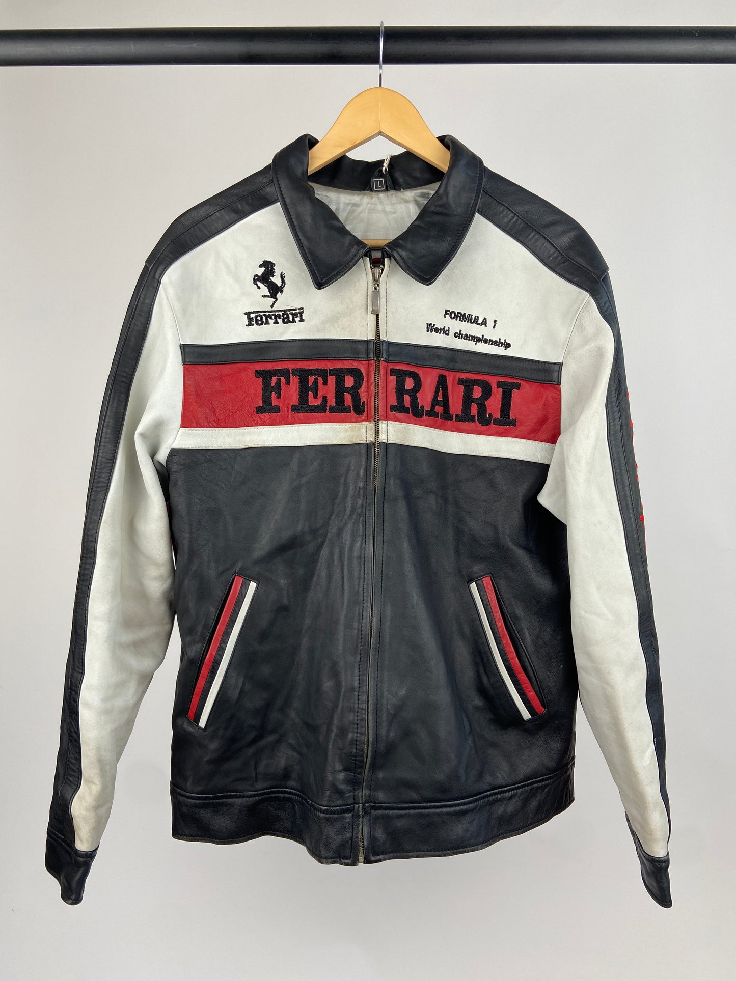 Vintage Ferrari 90s Leather Motorbike Jacket