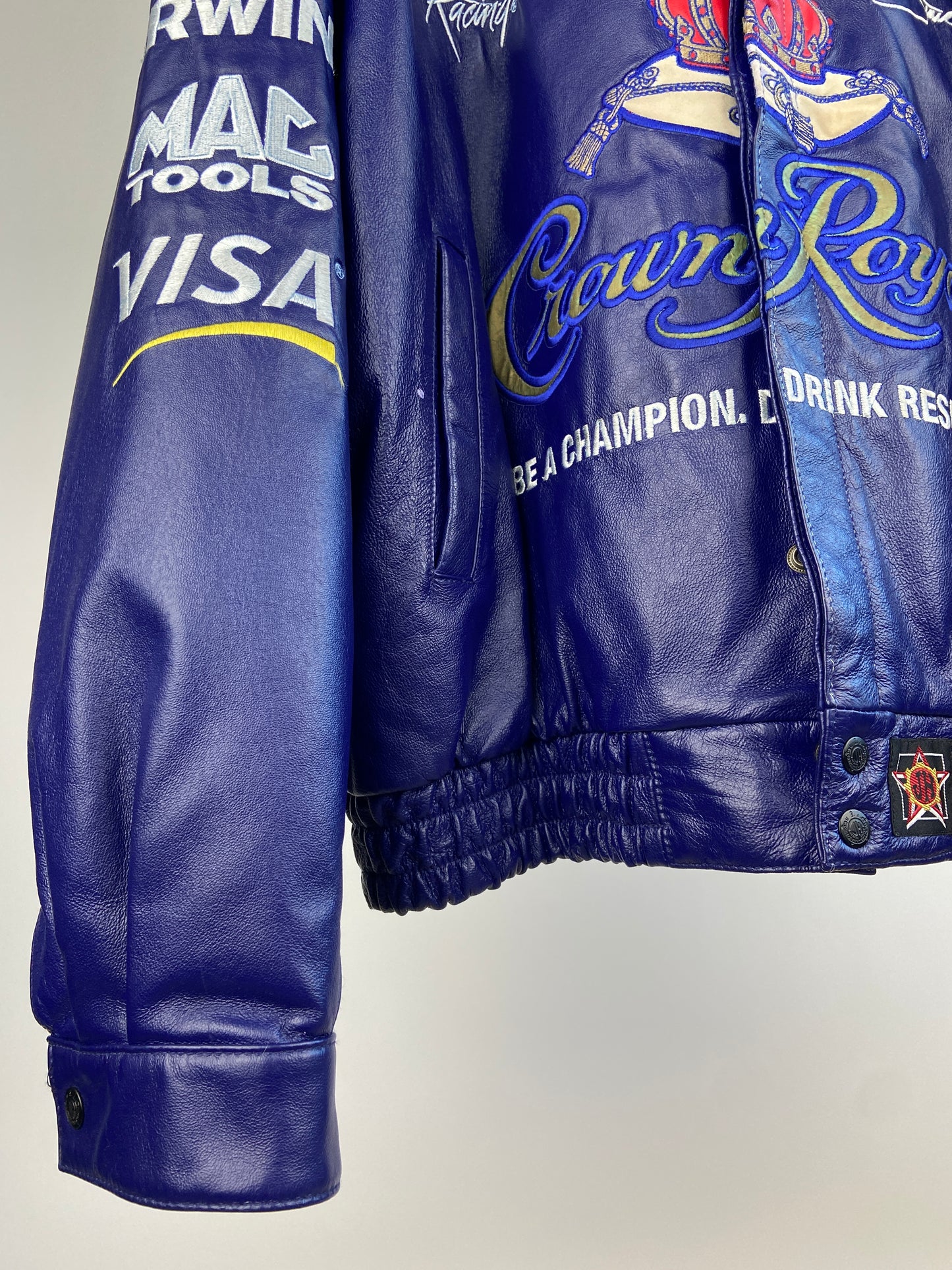 Crown Royal 90s Nascar Leather Motorbike Jacket