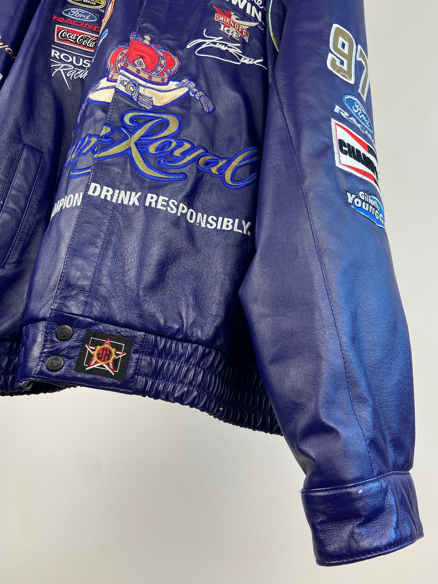 Crown Royal 90s Nascar Leather Motorbike Jacket