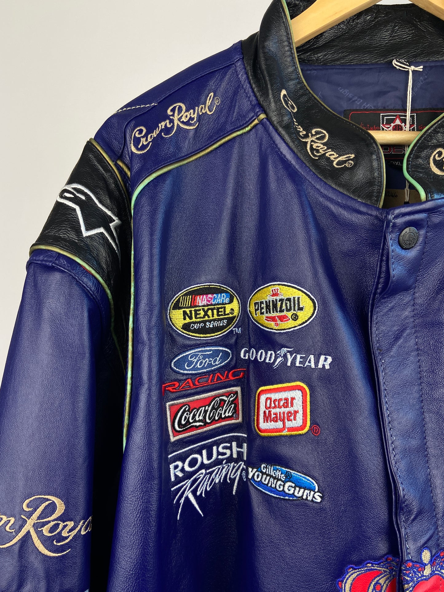 Crown Royal 90s Nascar Leather Motorbike Jacket