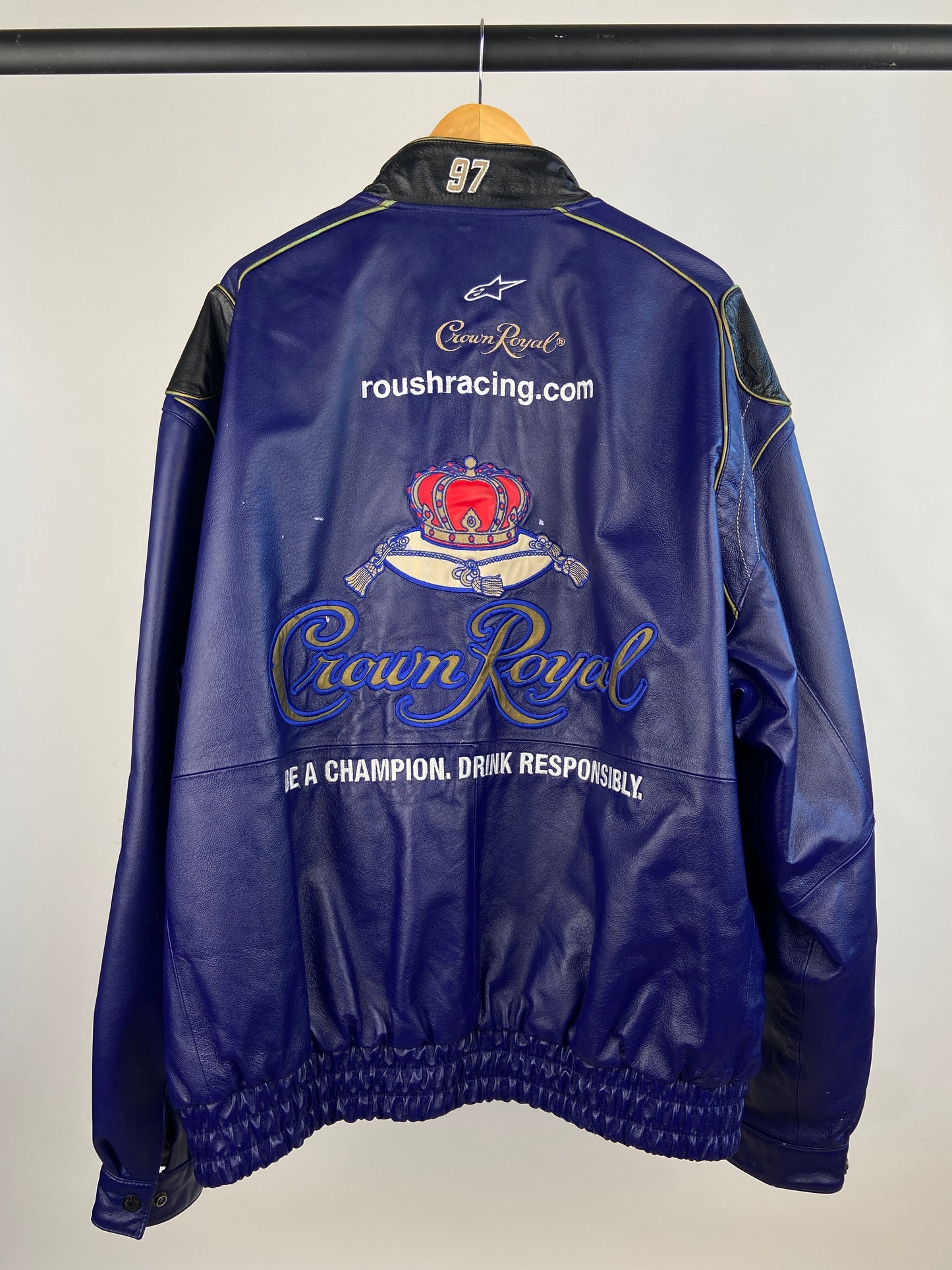 Crown Royal 90s Nascar Leather Motorbike Jacket