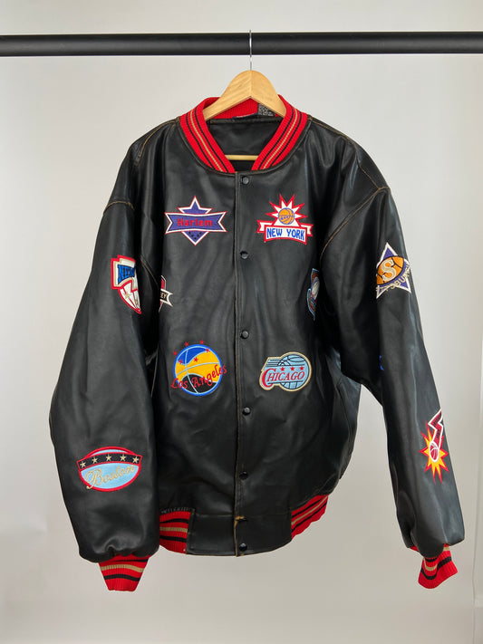 New York Basketball 90s Leather Bomber Jacket