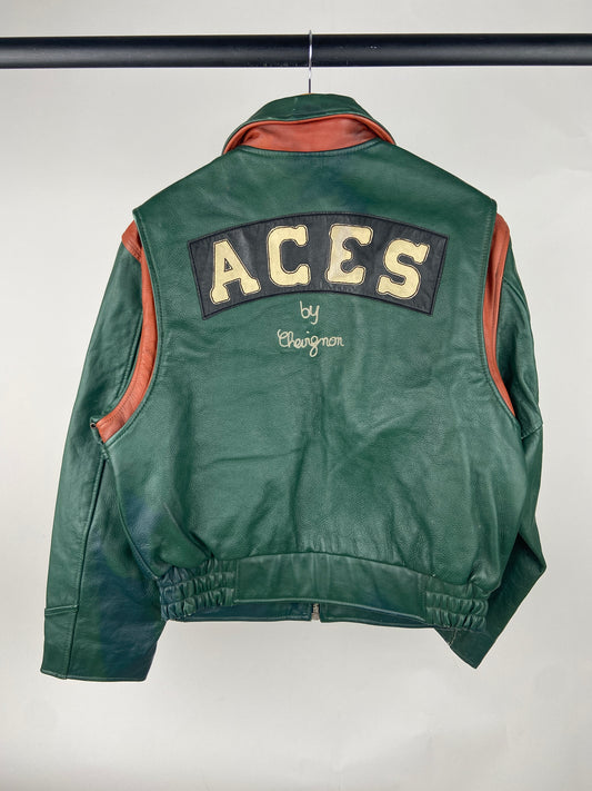 Vintage ACES by Chevignon 80s Leather Varsity Jacket